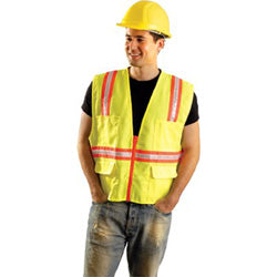 Occunomix Non-ANSI Contractor Style Solid Vests, XL, Hi-Viz Yellow; Orange Contrast Trim (561-LUX-XTRANS-YXL)
