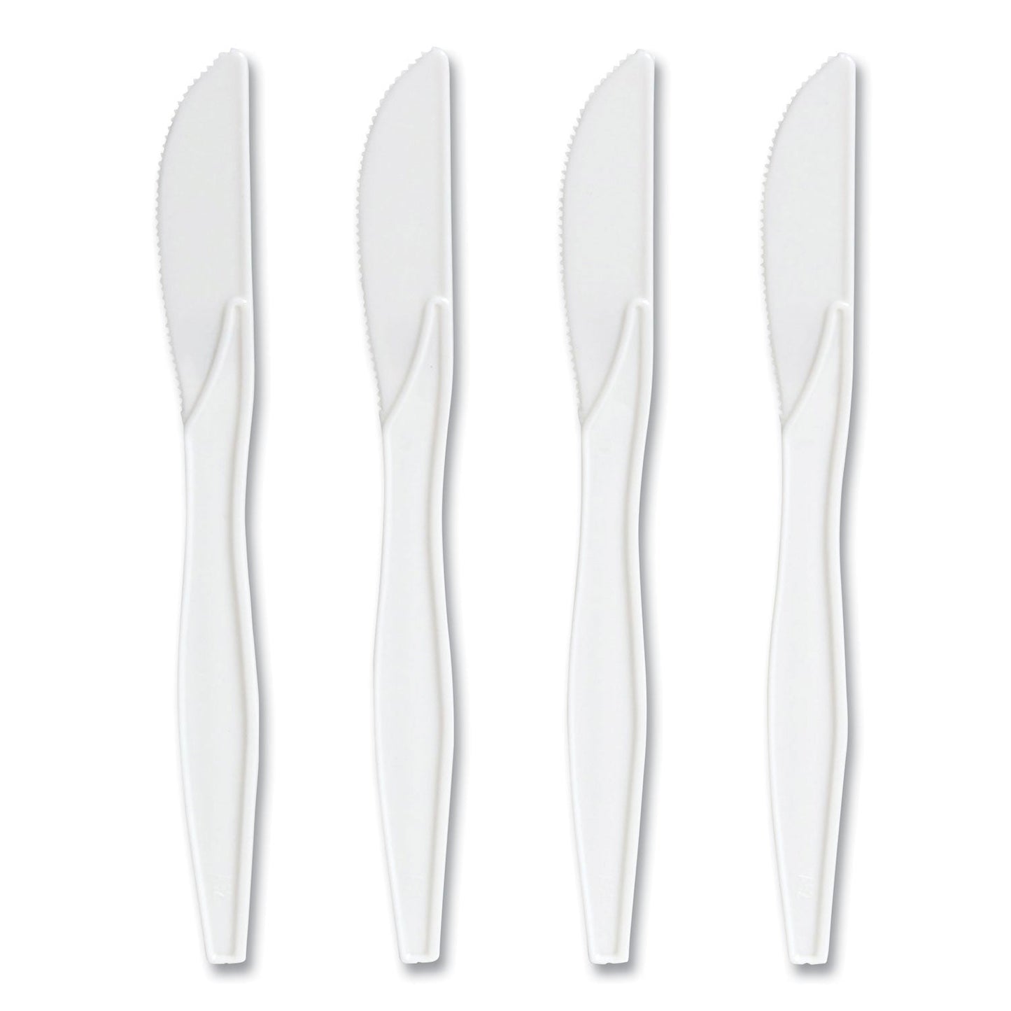Perk Mediumweight Plastic Cutlery, Knife, White, 1,000/Pack (PRK24390988)