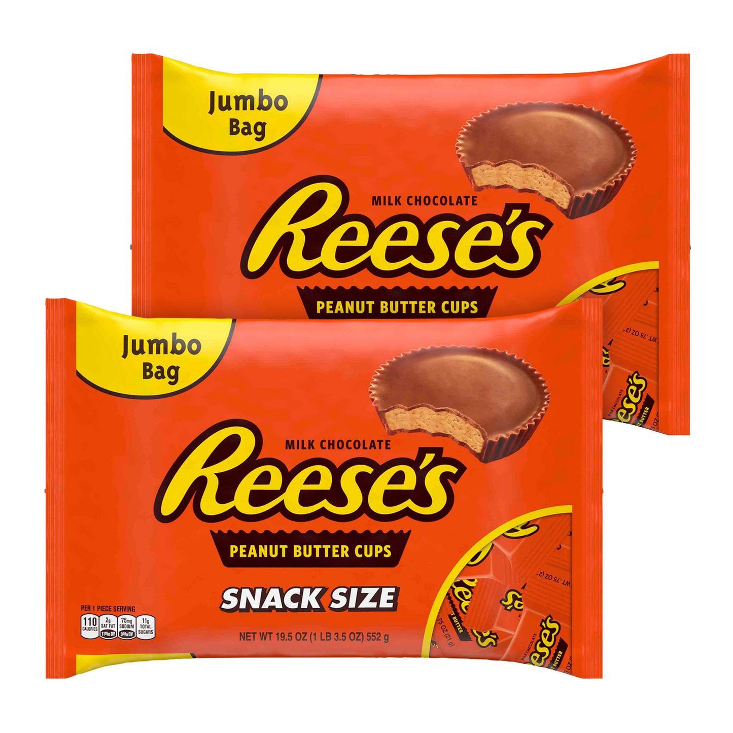 Reese's Snack Size Peanut Butter Cups, 19.5 oz Bag, 2 Bags/Carton (GRR60004058)