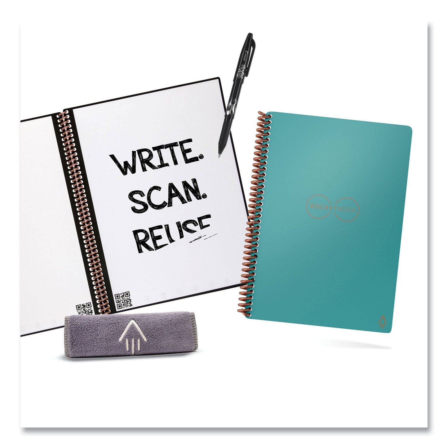 Rocketbook Core Smart Notebook, Lined Rule, Teal Cover, (18) 8.8 x 6 Sheets (RKBEVR2EKCCE)