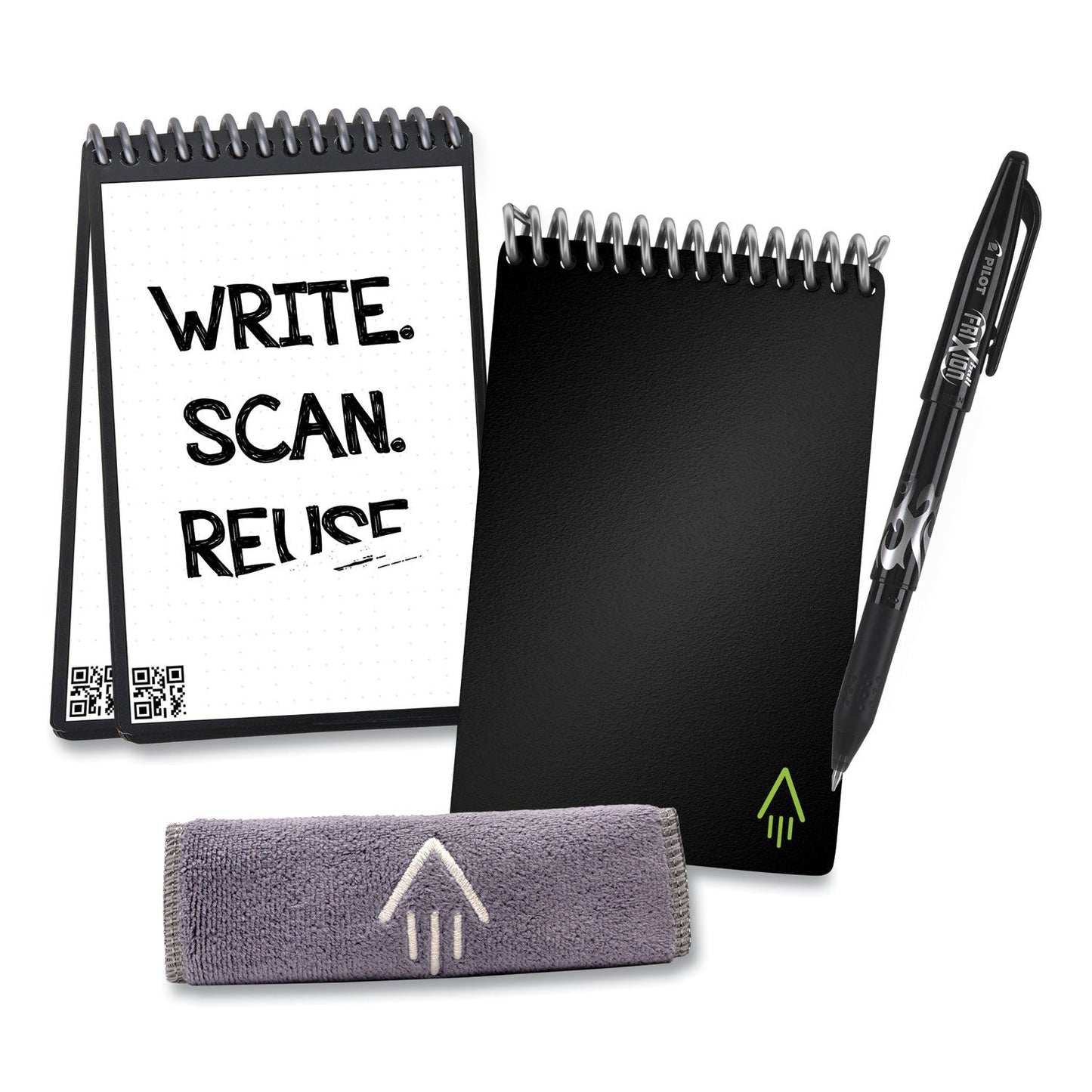 Rocketbook Mini Notepad, Black Cover, Dot Grid Rule, 3.5 x 5.5, Black/White, 24 Sheets (RKBEVRMKA)