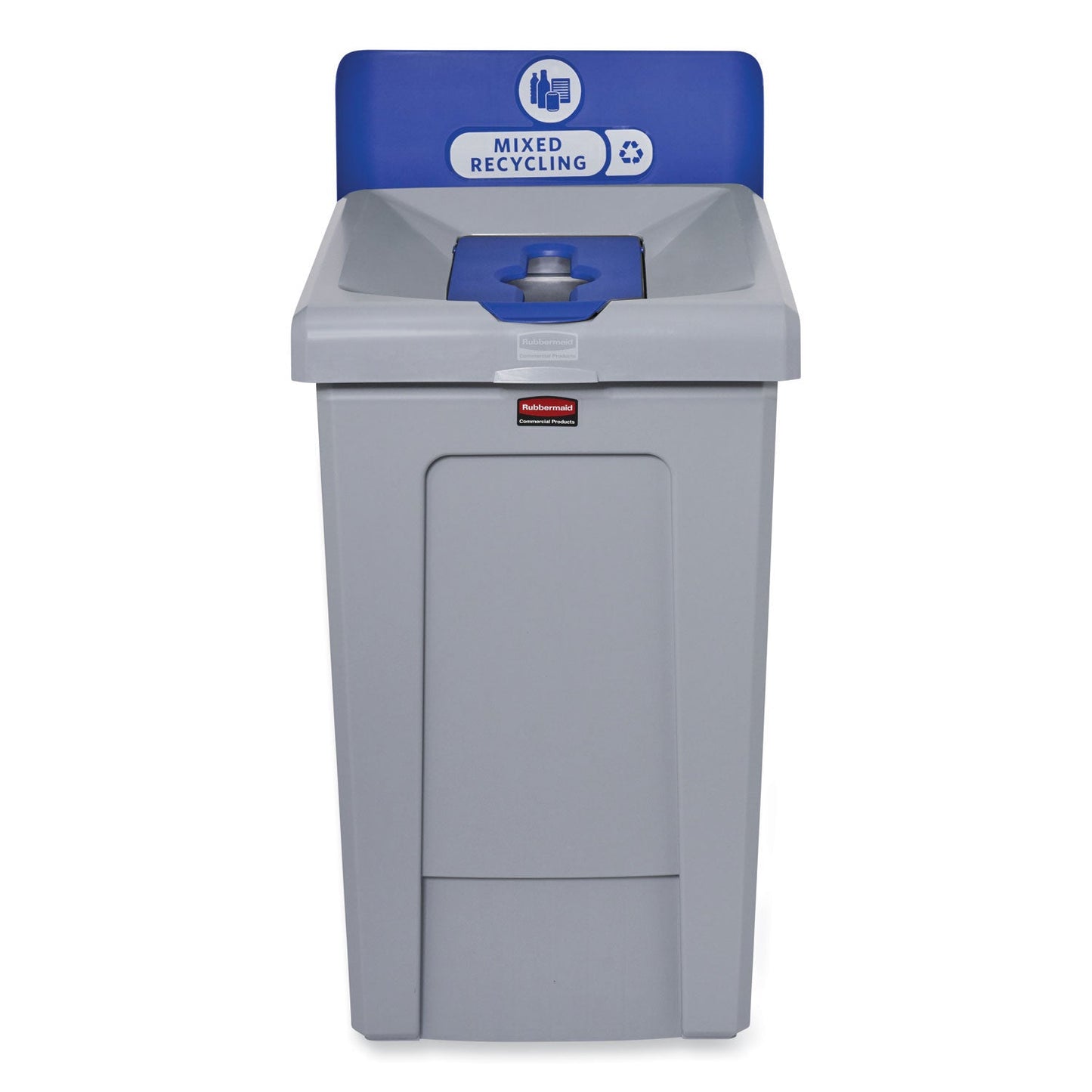 Rubbermaid Slim Jim Recycling Station 1-Stream, Mixed Recycling Station, 33 gal, Resin, Gray (RCP2171557)