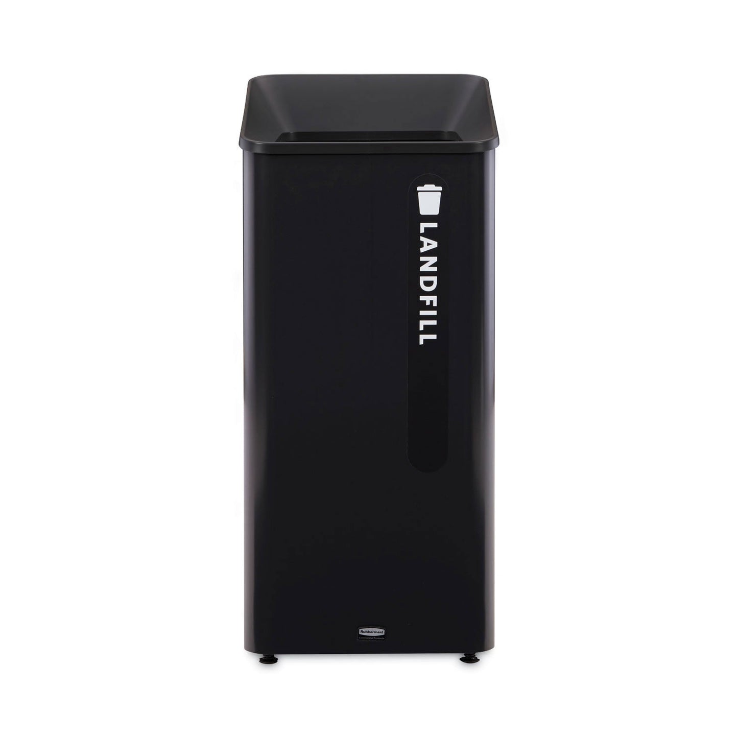 Rubbermaid Sustain Decorative Refuse with Recycling Lid, 23 gal, Metal/Plastic, Black (RCP2078988)