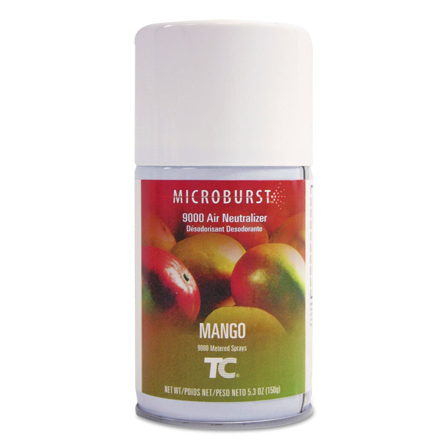 Rubbermaid TC Microburst 9000 Air Freshener Refill, Mango, 5.3 oz Aerosol, 4/Carton (RCP401693CT)