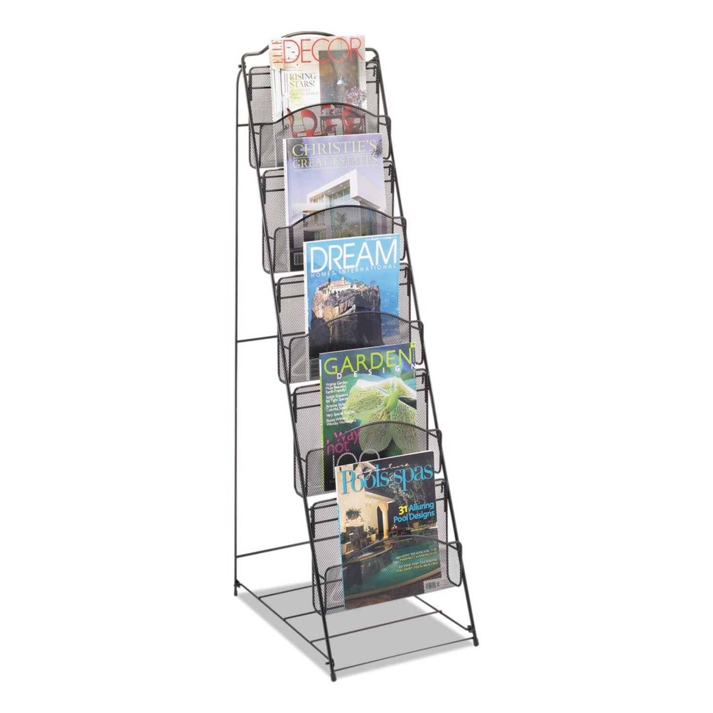 Safco Onyx Magazine Floor Rack, 12.5w x 18.5d x 46h, Black (SAF6461BL)