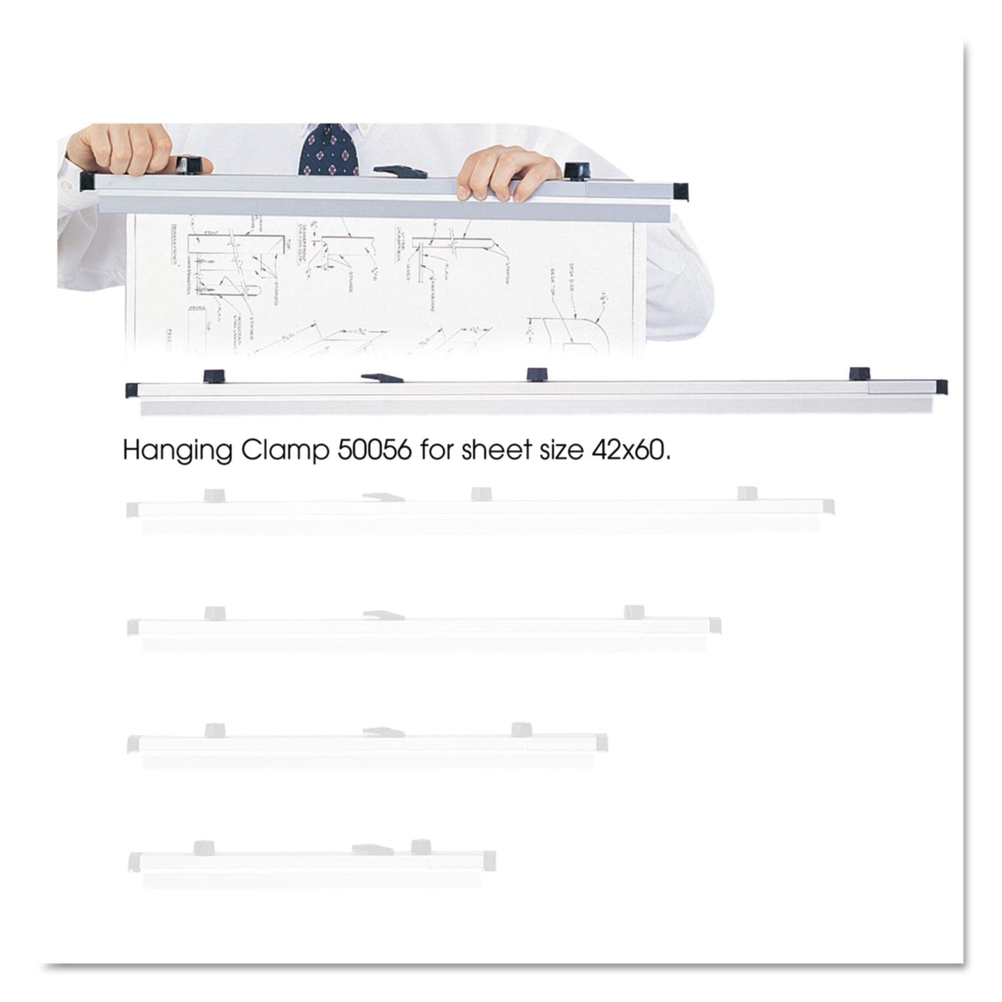 Safco Sheet File Hanging Clamps, 100 Sheets Per Clamp, 43.75w, 6/Carton (SAF50056)