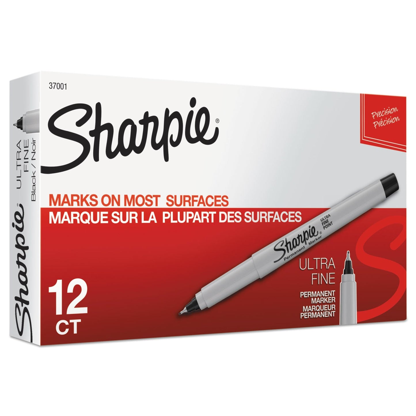 Sharpie Ultra Fine Tip Permanent Marker, Extra-Fine Needle Tip, Black, Dozen (SAN37001B)