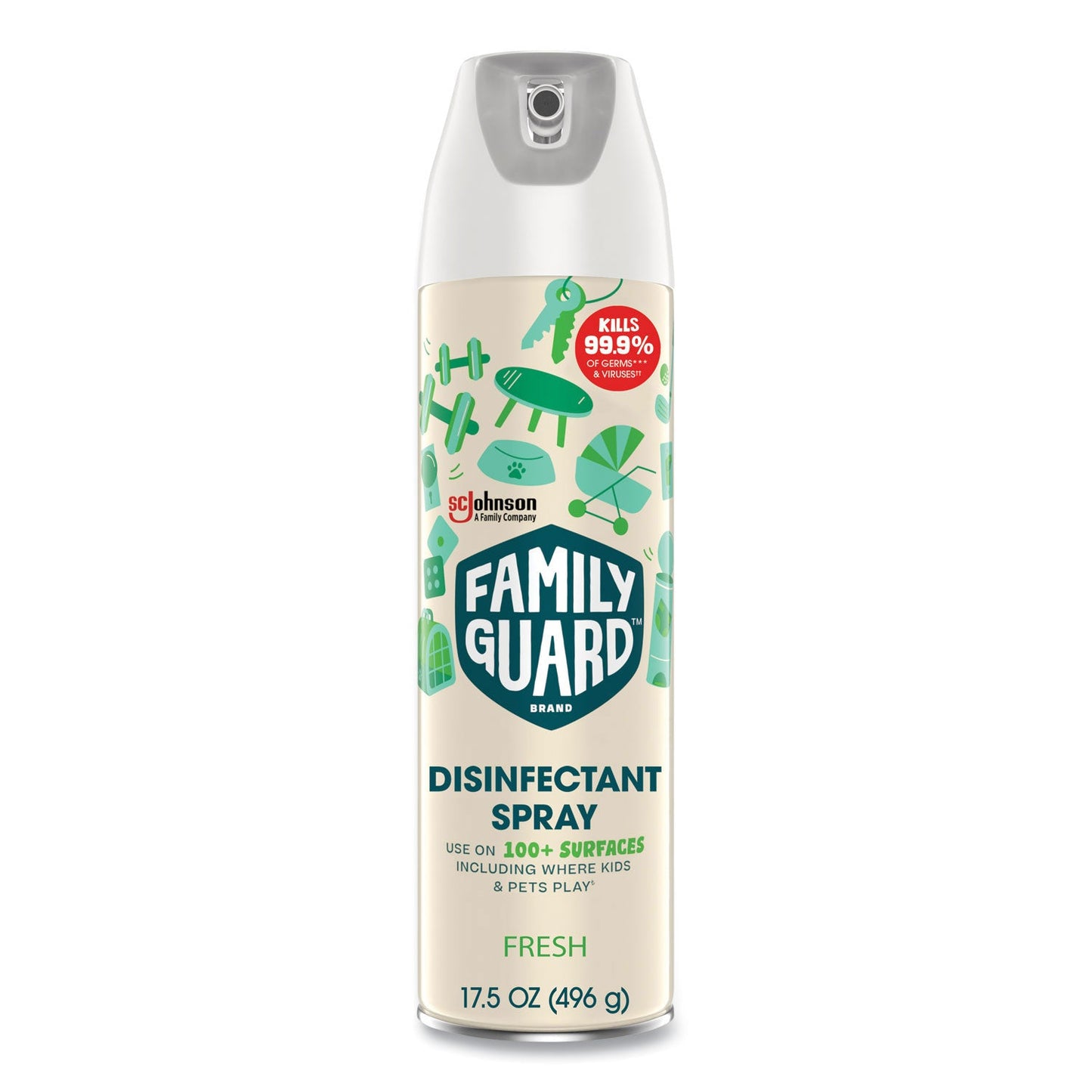 FamilyGuard Disinfectant Spray, Fresh Scent, 17.5 oz Aerosol Spray, 8/Carton (SJN327164)