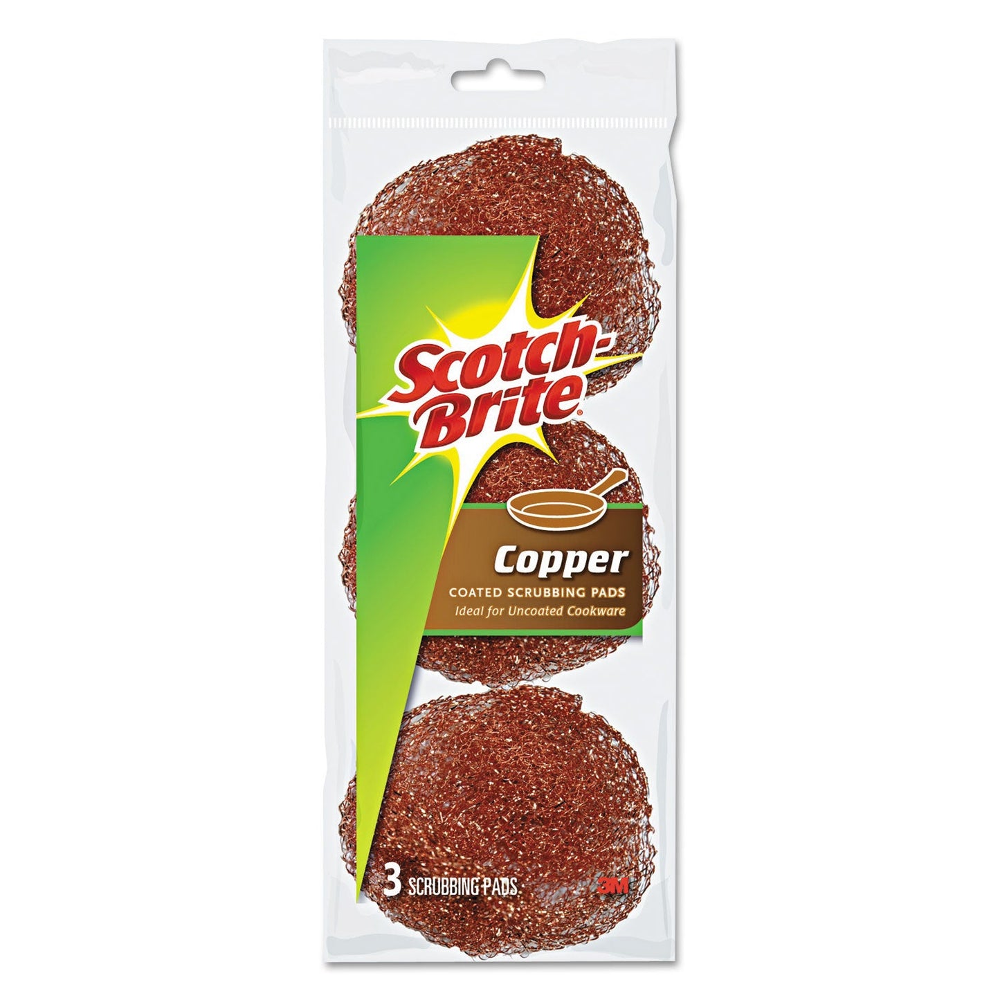Scotch Brite Metal Scrubbing Pads, 2.25 x 2.75, Copper, 3/Pack, 8/ Packs/Carton (MMM213C)