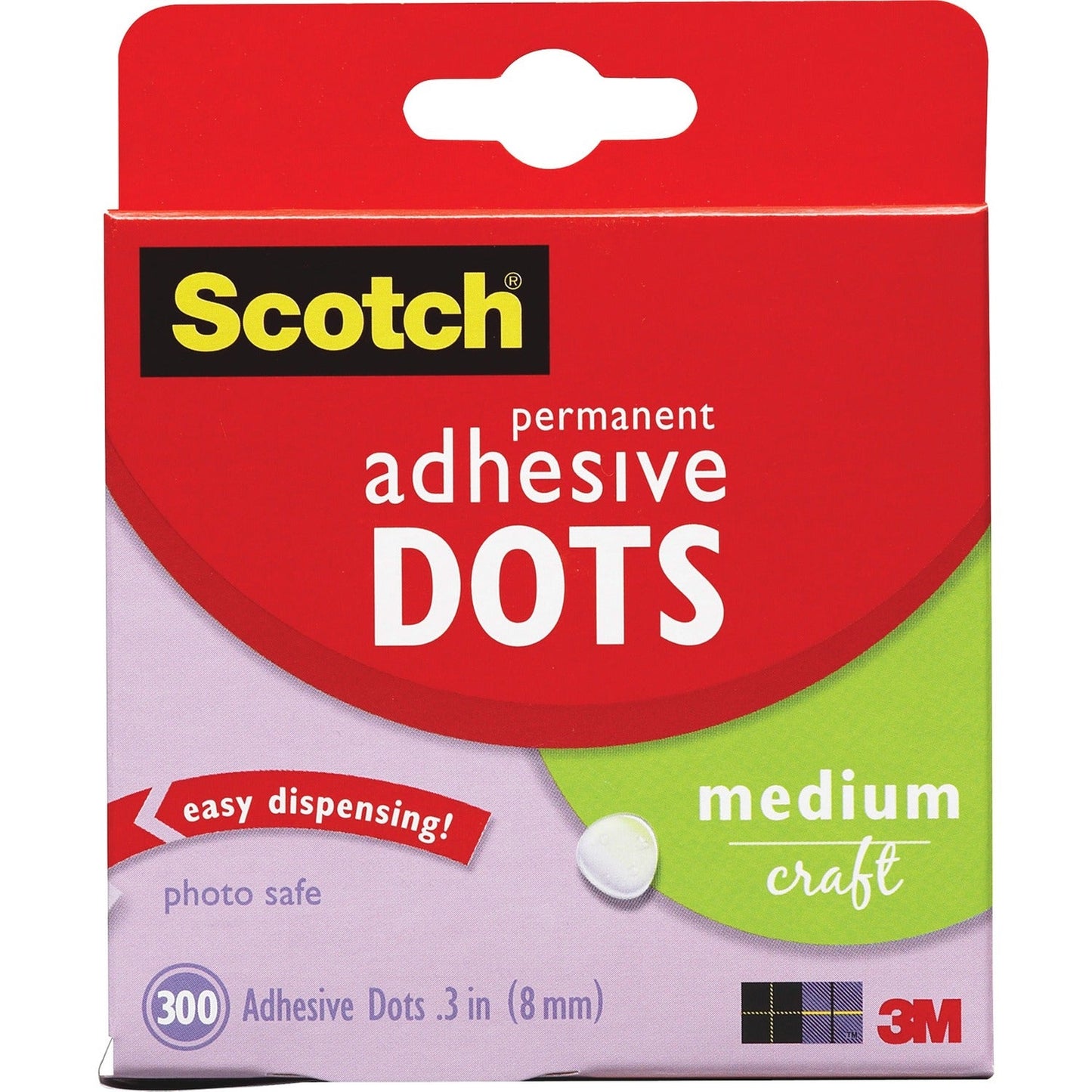 Scotch Mounting Adhesive Dots, 0.3" dia, Transparent, 300/Pack (MMM70005077485)