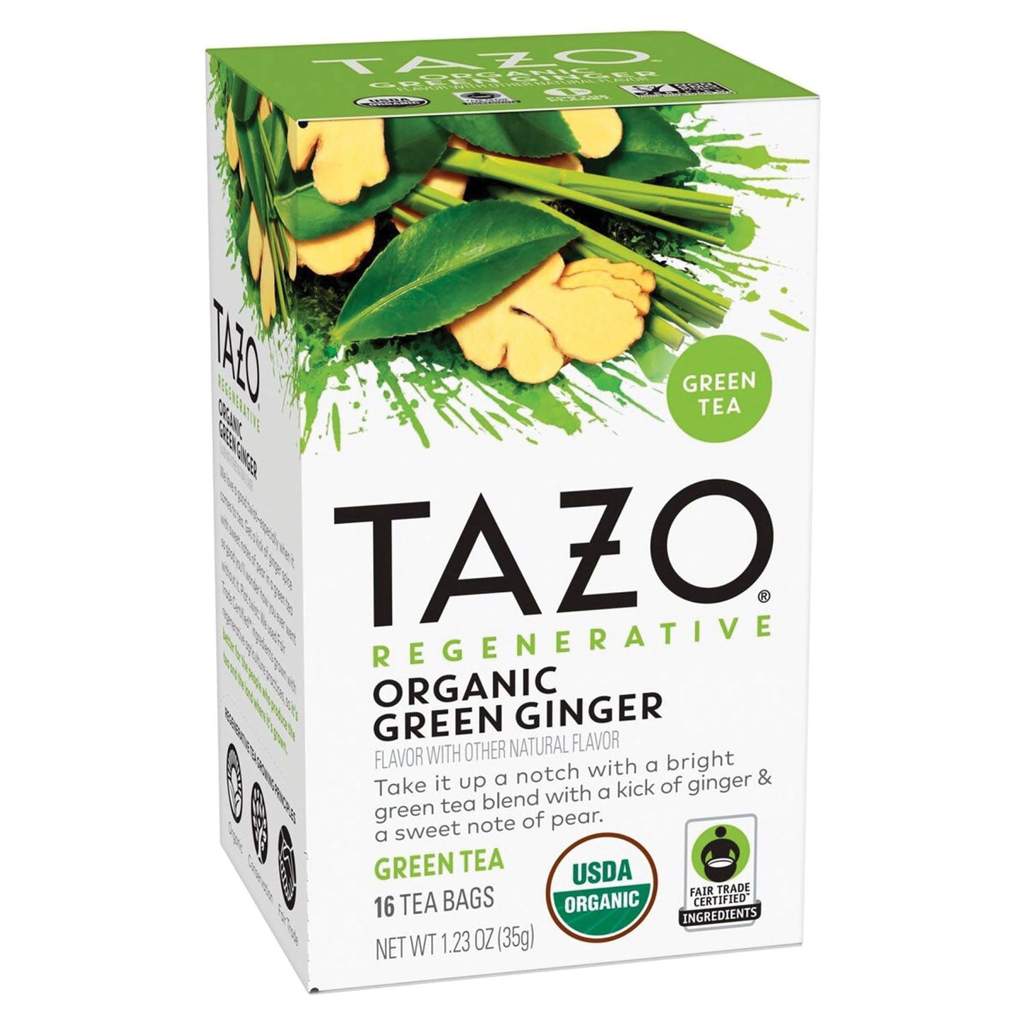 Seattle's Best Tea Bags, Organic Green Ginger, 16/Box, 6 Boxes/Carton (TZO00356)