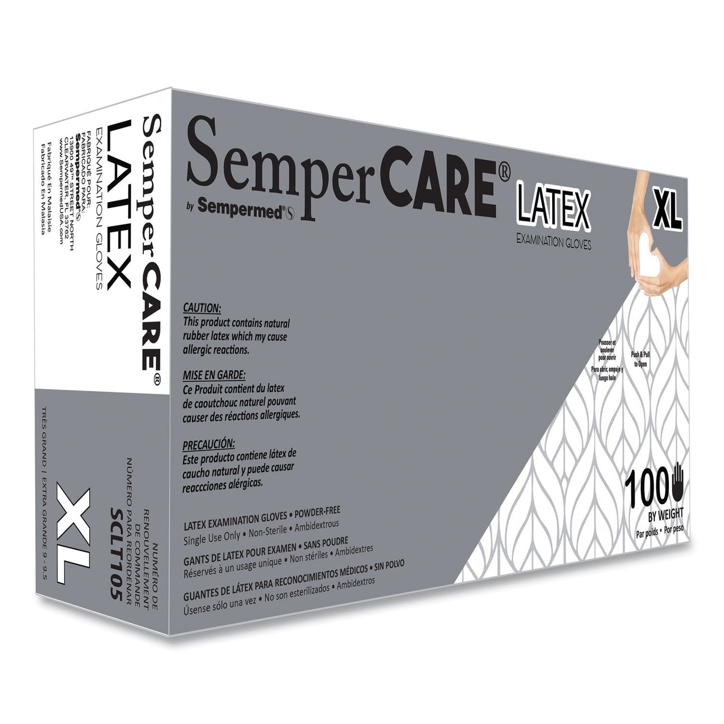 SemperCare Latex Examination Gloves, Cream, X-Large, 100/Box (SEZSCLT105BX)