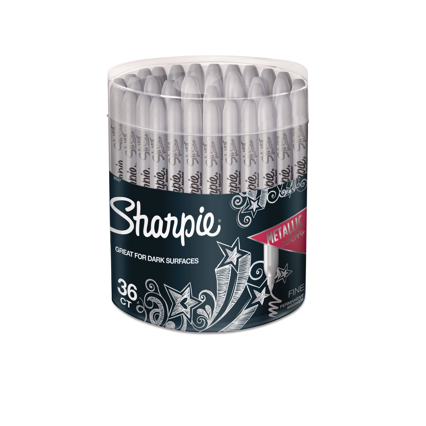 Sharpie Metallic Fine Point Permanent Markers, Metallic Silver, 36/Pack (SAN9597)