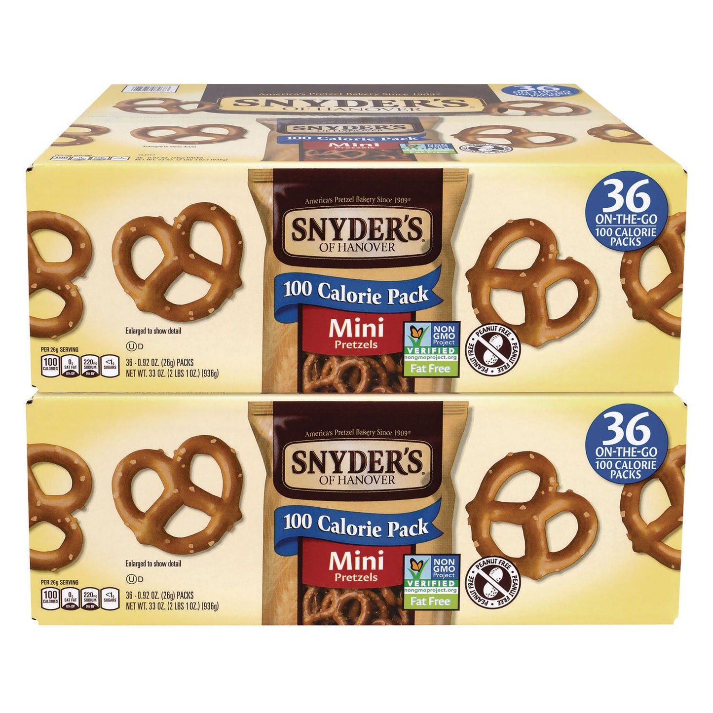 Snyder Manufacturing, Inc. Mini Pretzels. 0.92 oz Pack, 36 Packs/Box, 2 Boxes/Carton (GRR60004087)