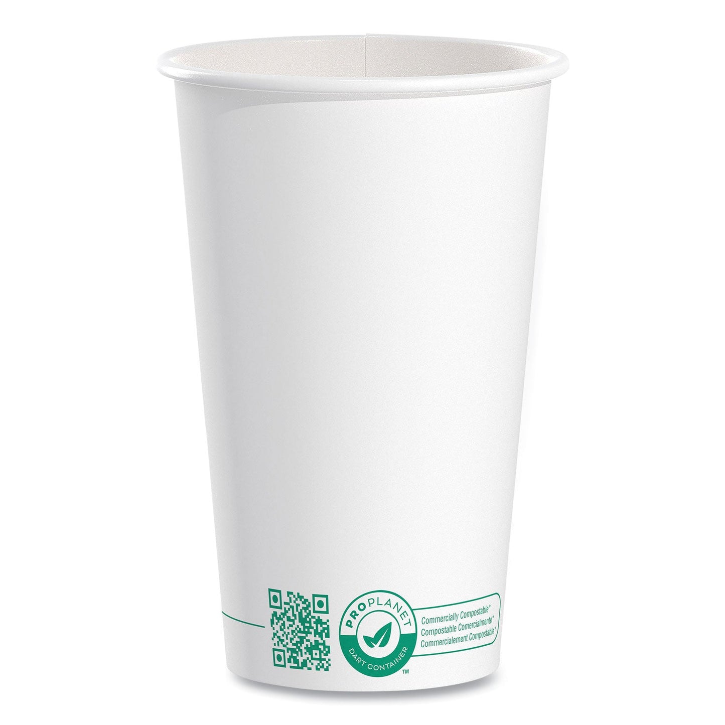 SOLO Compostable Paper Hot Cups, ProPlanet Seal, 16 oz, White/Green, 1,000/Carton (SCC316PLAPLANET)