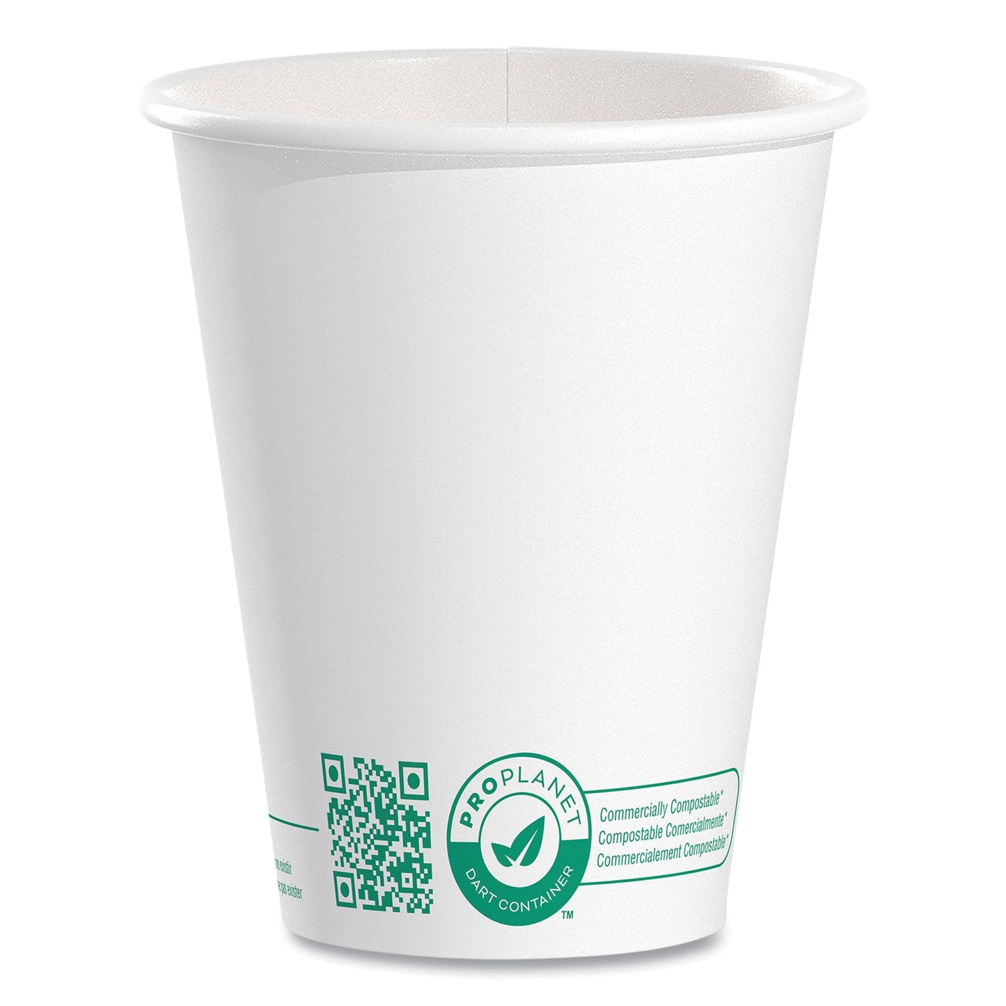 SOLO Compostable Paper Hot Cups, ProPlanet Seal, 8 oz, White/Green, 1,000/Carton (SCC378PLAPLANET)