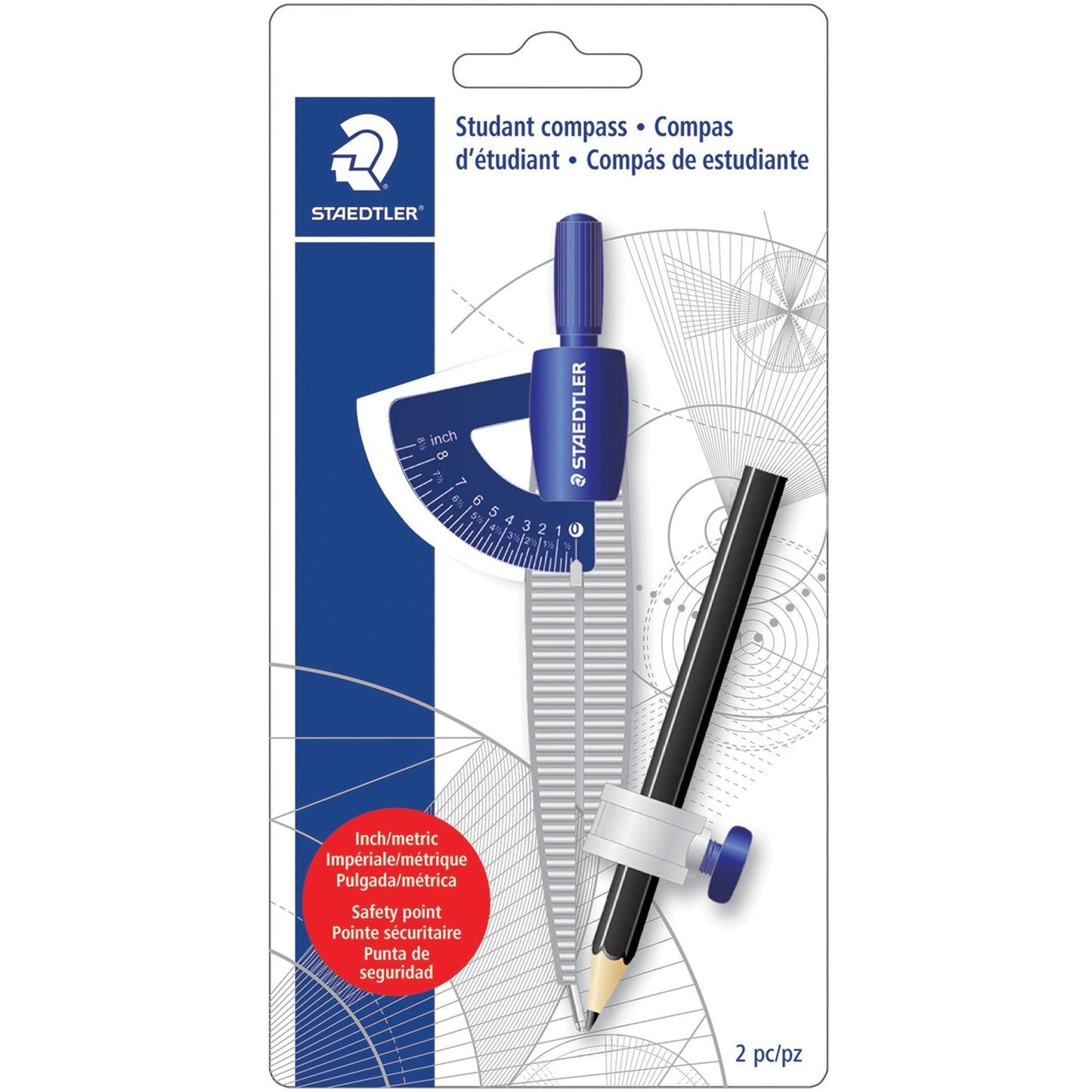 Staedtler Student Compass, 8.5" Maximum Diameter, Plastic, Blue (STD557SCBKA6)