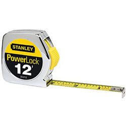 Stanley Bostitch® Powerlock® Tape Rules 1/2 in Wide Blade, 12 ft x 1/2 in, Inch, Single Sided, Silver/Yellow (680-33-212)