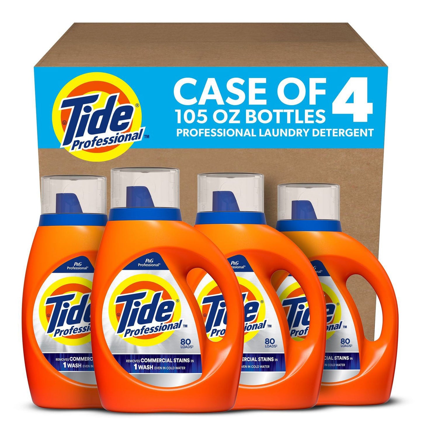 Tide Commercial Liquid Laundry Detergent, 105 oz Pour Bottle, 4/Carton (PGC14116)
