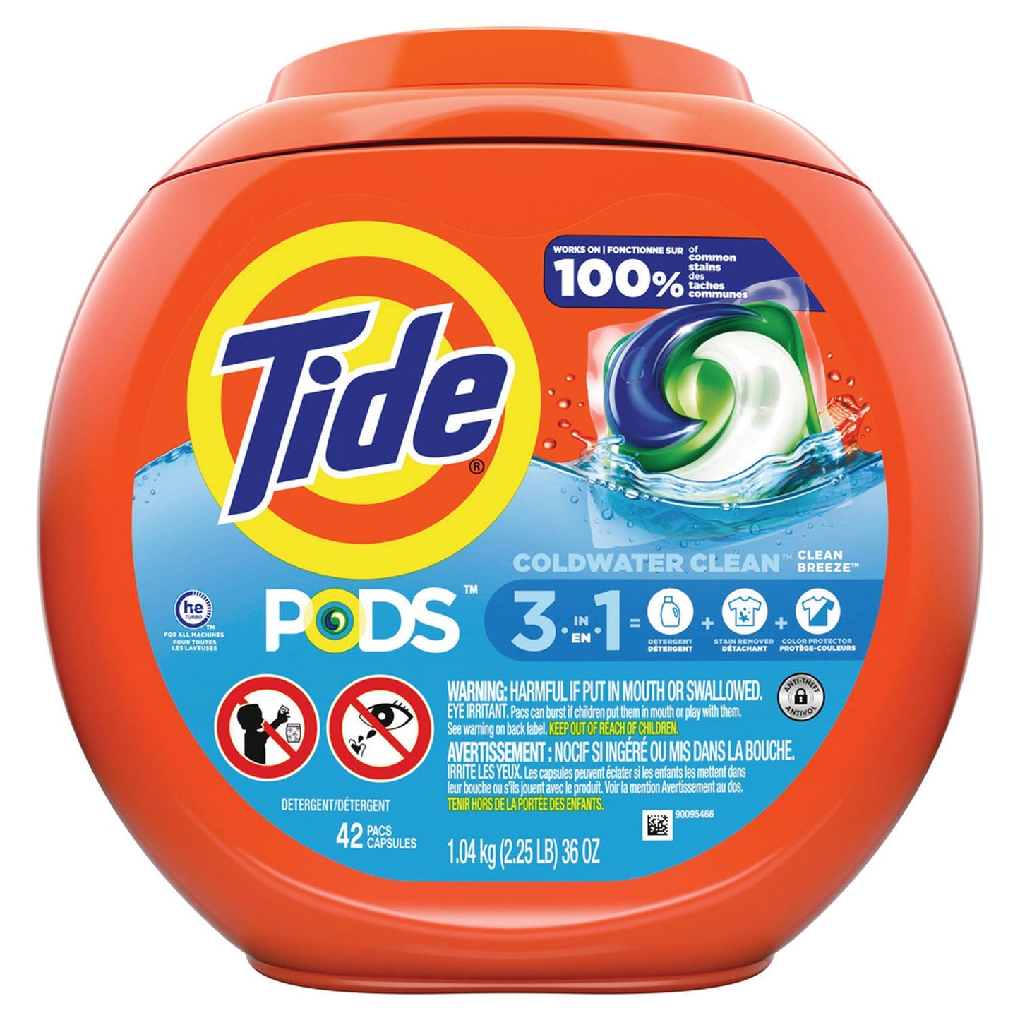 Tide PODS Laundry Detergent, Clean Breeze, 36 oz Tub, 42 Pacs/Tub, 4 Tubs/Carton (PGC00998CT)