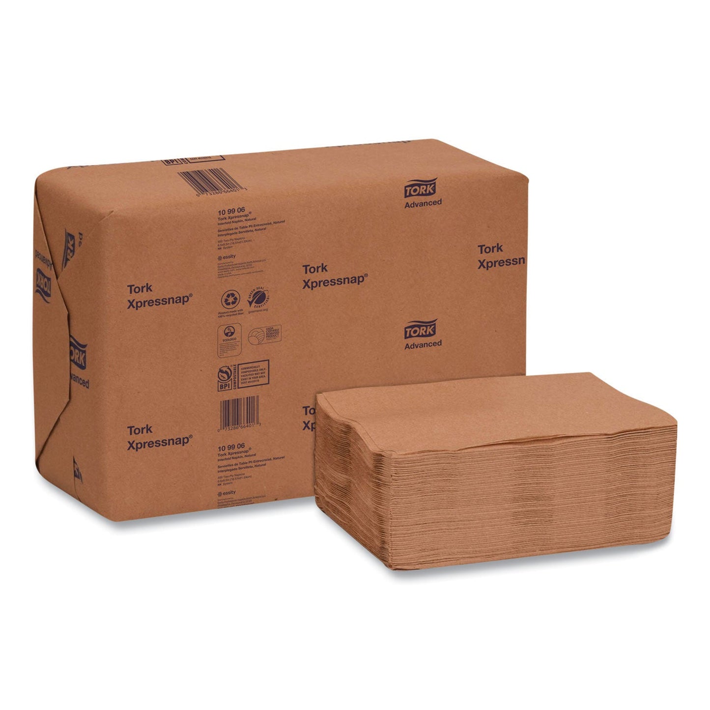 Tork Xpressnap Interfold Dispenser Napkins, 2-Ply, 6.5 x 8.5, Natural, 500/Pack, 12 Packs/Carton (TRK109906)