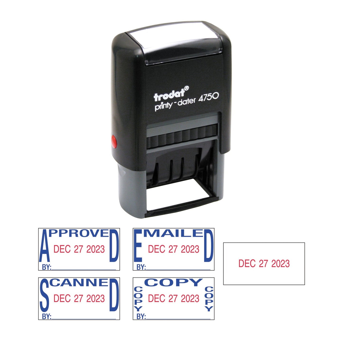 U.S. Stamp & Sign Economy 5-in-1 Date Stamp, Self-Inking, 1 x 1 5/8, Blue/Red (USSE4756)