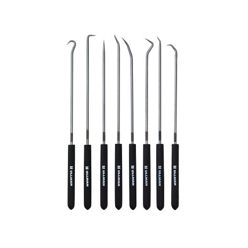 Ullman Devices Corporation 8-Pc Hook and Pick Set, High Carbon Steel, Rubber Handles, 9-3/4 in L, Nylon Pouch (758-CHP8-L)