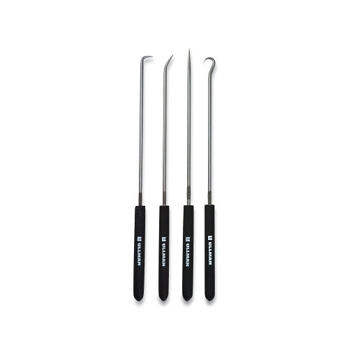 Ullman Devices Corporation Long 4-Piece Hook and Pick Set, Non-Slip Handle, Steel, 9-3/4 in L (758-CHP4-L)