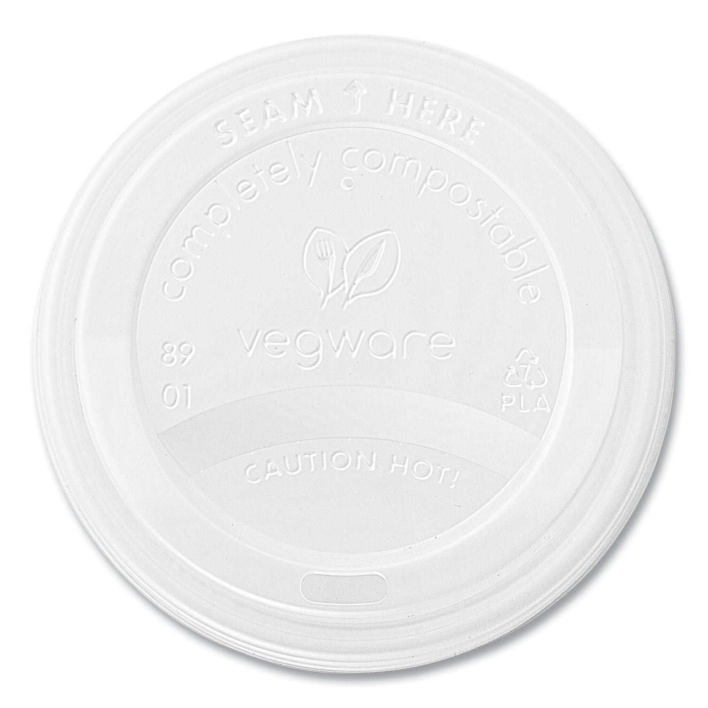 Vegware 89 Series Hot Cup Lids, Fits 89-Series Hot Cups, White, 1,000/Carton (VEGVLID89S)