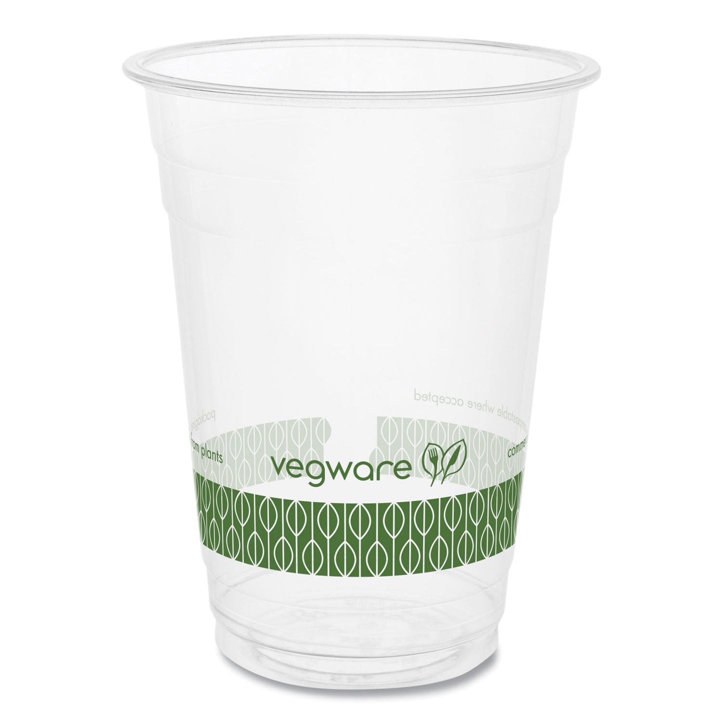 Vegware 96-Series Cold Cup, 16 oz, Clear/Green, 1,000/Carton (VEGR500YG)
