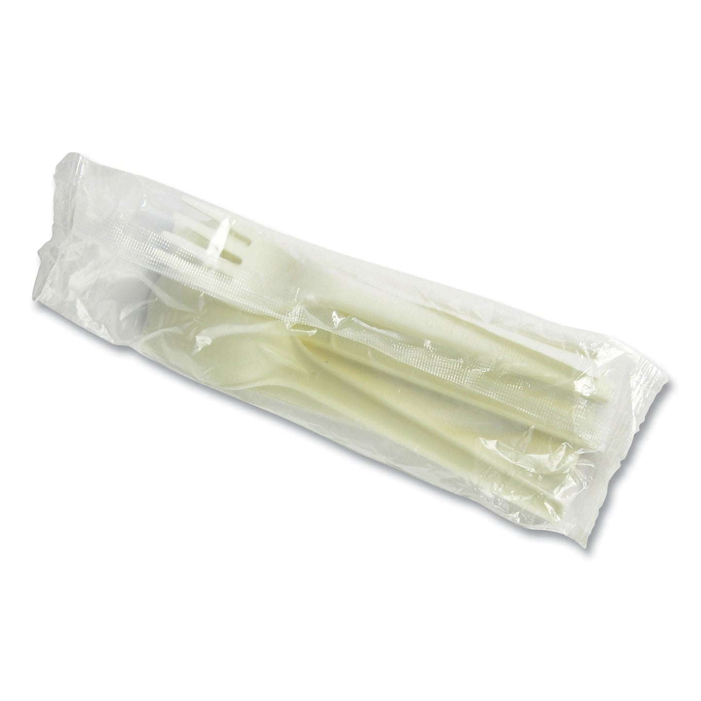 Vegware Cutlery Kits, Fork/Knife/Spoon/Napkin, White, 250/Carton (VEGVWKFSWN)