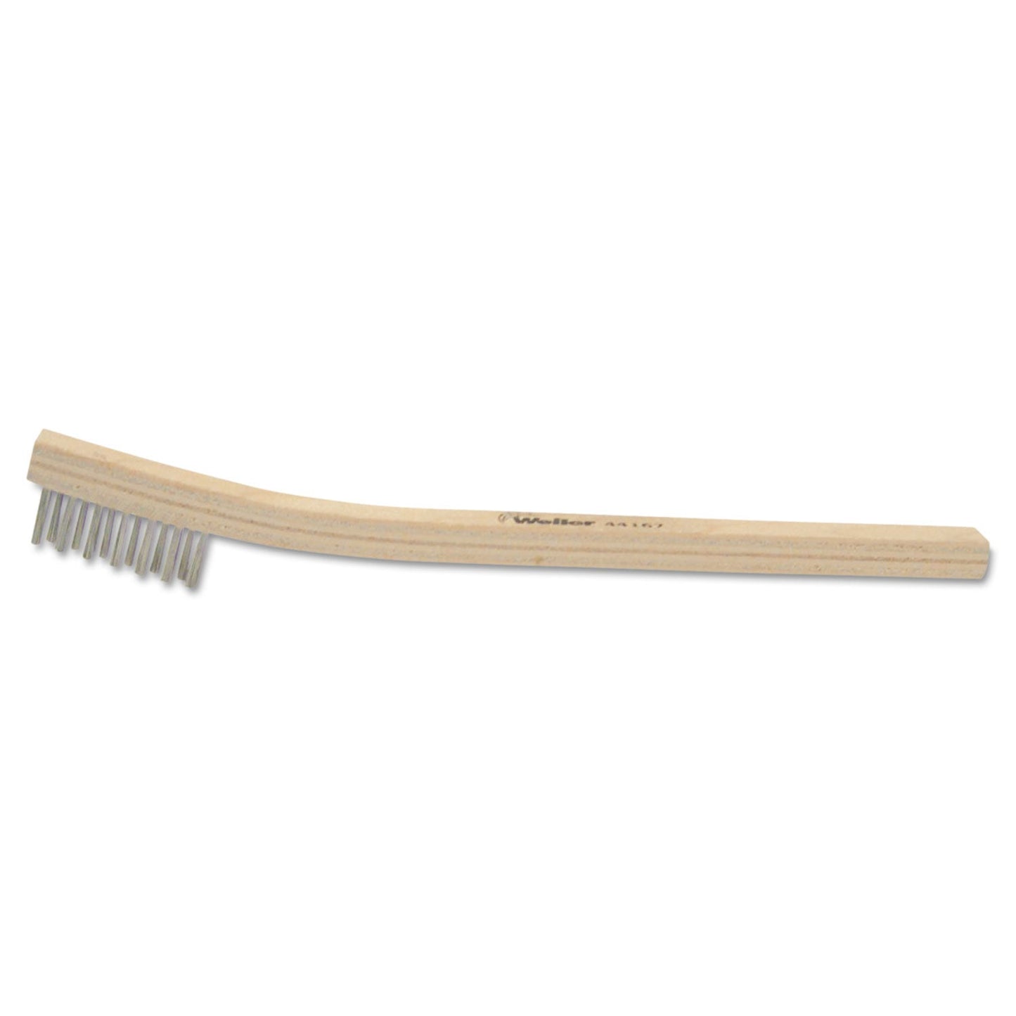 Weiler Small Hand Scratch Brush, 7-1/2 in, 3 X 7 Rows, Stainless Steel Wire, Curved Wood Handle (804-44167)
