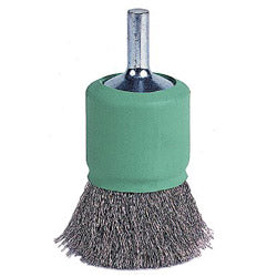 Weiler Coated Cup Crimped Wire End Brush, Stainless Steel, 1 in dia x 0.006 in Wire, 22000 RPM (804-11016)