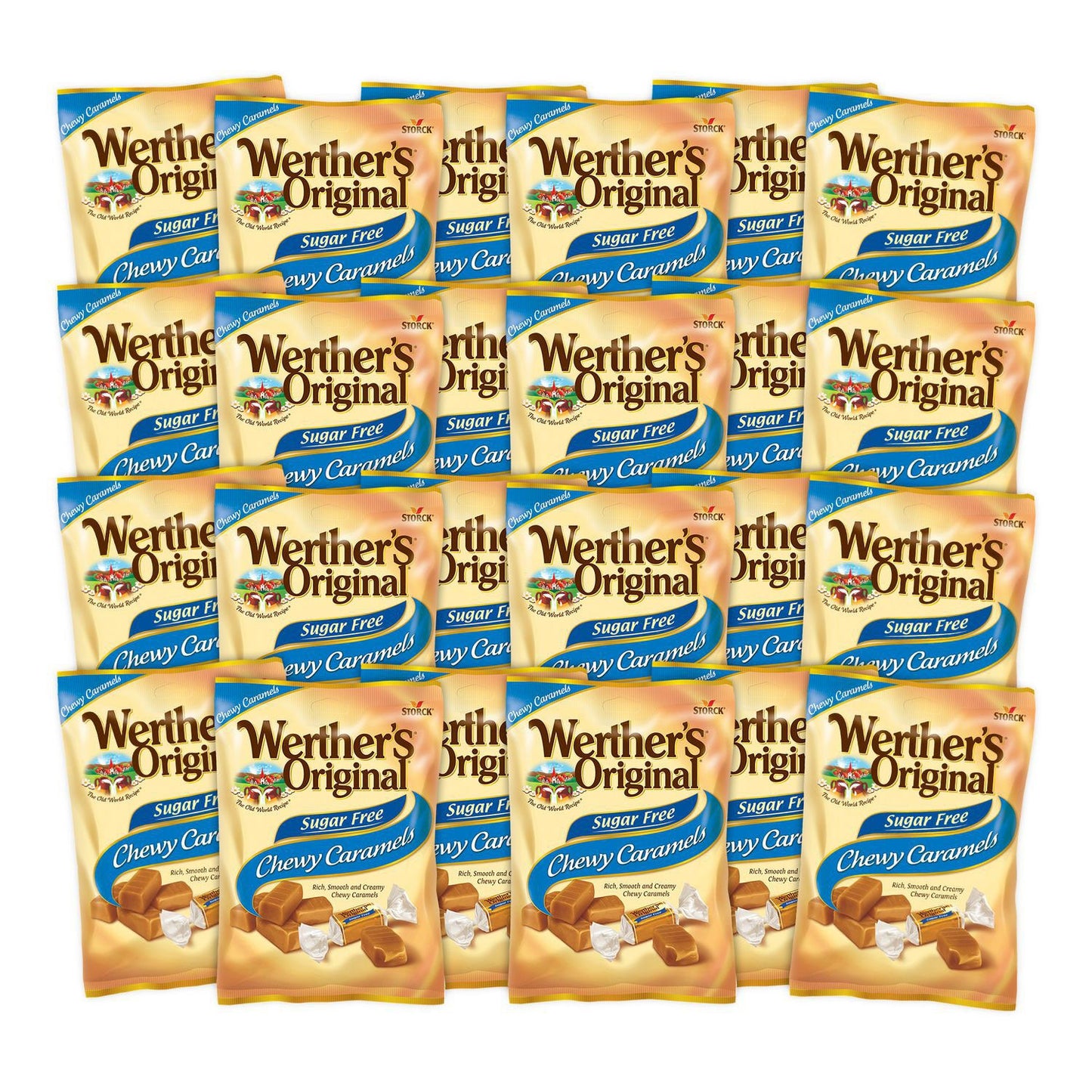 Werther's Chewy Caramels Sugar Free, 1.48 oz Bag, 24/Carton (GRR60004088)