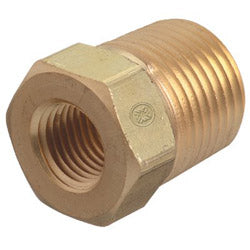 Western Enterprises Pipe Thread Bushing, 3,000 psi, Brass, 1/4 in NPT Female, 1/2 in NPT Male, All Gas Types (312-BB-4-8HP)