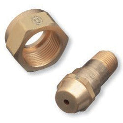 Western Enterprises Regulator Inlet Nipples, Acetylene (B), 1/4 in (NPT), 1 3/4 in L, Brass, CGA-520 (312-300-3)