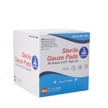 Dynarex® Gauze Sponge 4 X 4 Inch 12-Ply Sterile 1 per Pack (865436_BX)