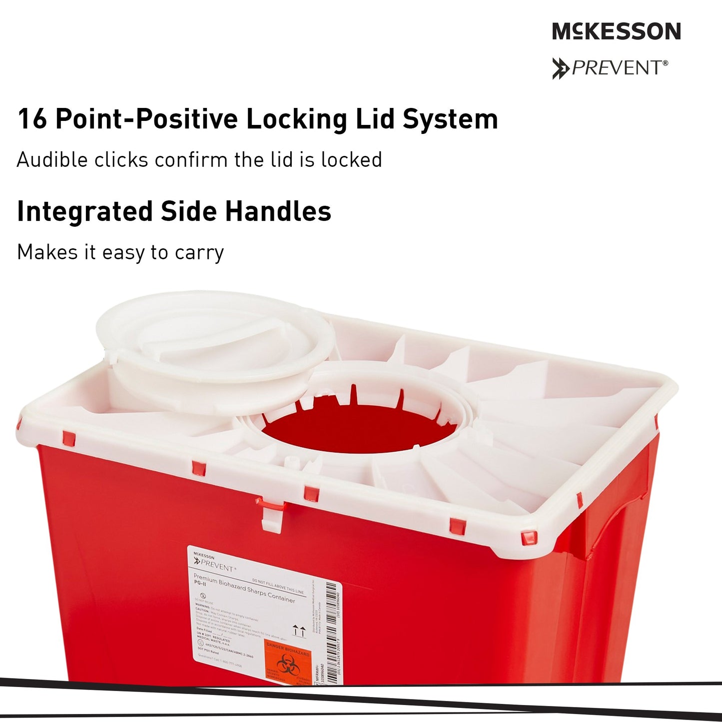 McKesson Prevent® Sharps Container Red Base 24-3/5 H X 17-3/10 W X 13 L Inch Vertical Entry 18 Gallon (862336_EA)