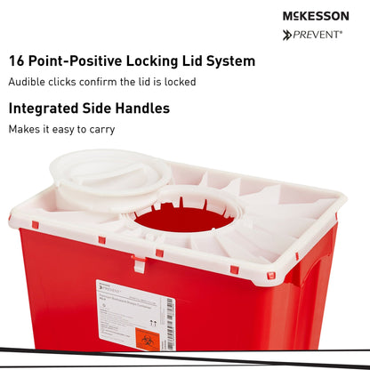 McKesson Prevent® Sharps Container Red Base 24-3/5 H X 17-3/10 W X 13 L Inch Vertical Entry 18 Gallon (862336_CS)