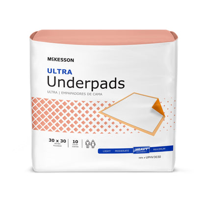 McKesson Ultra Disposable Underpad 30 X 30 Inch Fluff / Polymer Heavy Absorbency (730984_CS)