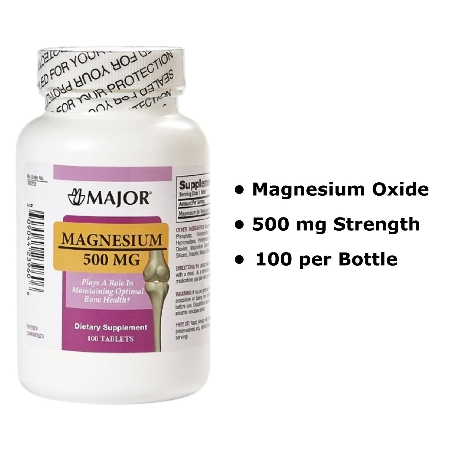 Major® Mineral Supplement Magnesium Oxide 500 mg Strength Tablet 100 per Bottle (875536_EA)