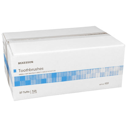 McKesson Toothbrush Green Adult Soft (888502_BX)