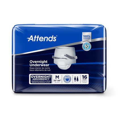 Attends® Overnight Unisex Adult Absorbent Underwear Pull On with Tear Away Seams Medium Disposable Heavy Absorbency (830766_BG)