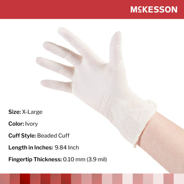 McKesson Exam Glove X-Large NonSterile Stretch Vinyl Standard Cuff Length Smooth Ivory Not Rated (409745_CS)