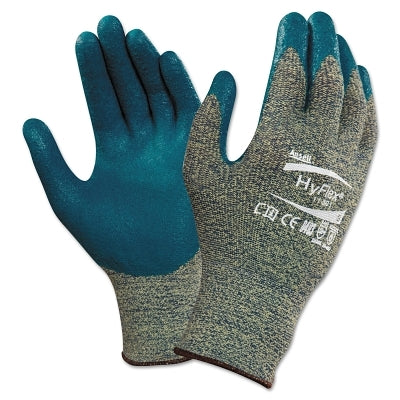 Ansell 11-501 Nitrile Palm Coated Gloves, Size 9, Gray/Blue (012-11-501-9)