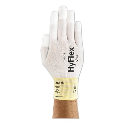 Ansell 11-605 Fingertip-Coated Gloves, Size 8, White (012-11-605-8)
