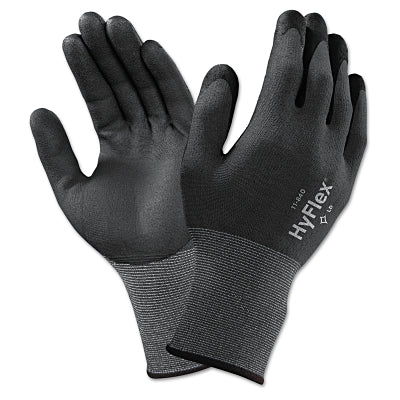 Ansell 11-840 Nitrile Foam Palm Coated Gloves, Size 7, Black (012-11-840-7)