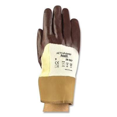 Ansell 28-507 Coated Gloves, Nitrile Coated, Size 7, Brown (012-28-507-7)
