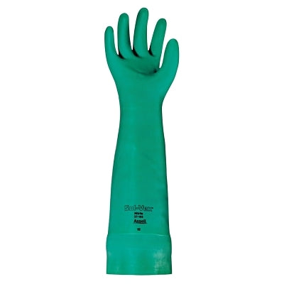 Ansell Solvex® 37-185 Nitrile Gloves, Gauntlet Cuff, Unlined, Size 10, Green, 22 mil (012-37-185-10)