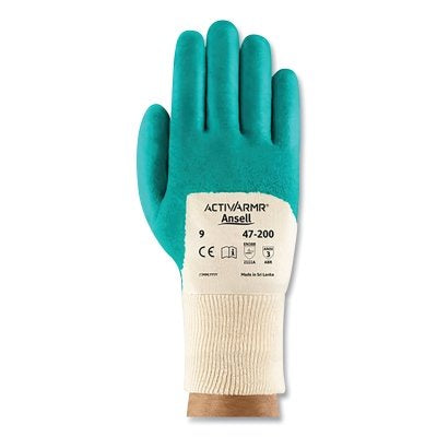 Ansell 47-200 Gloves, Size 8, Aqua, Nitrile Coated (012-47-200-8)